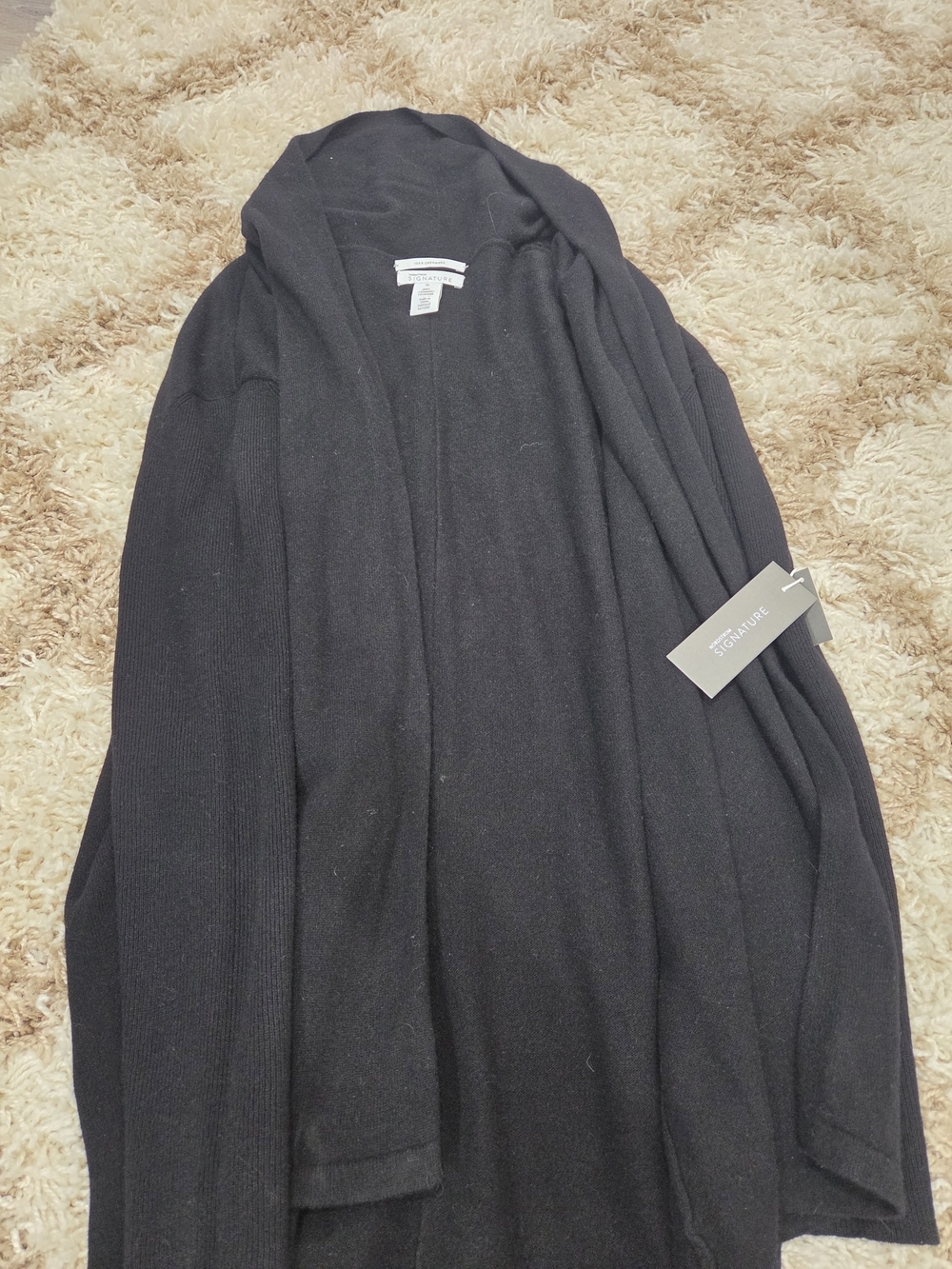 Nordstrom Black Open-Front Hooded Cardigan cashmere